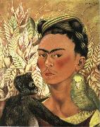 Frida Kahlo The self-portrait of monkey and parrot china oil painting artist